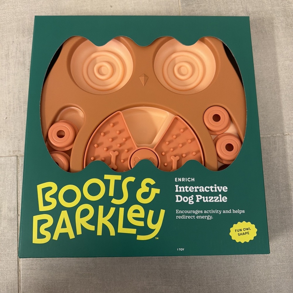 Boots & Barkley Interactive Dog Puzzle Toy Owl Shape Treat Dispensing Fun Puppy